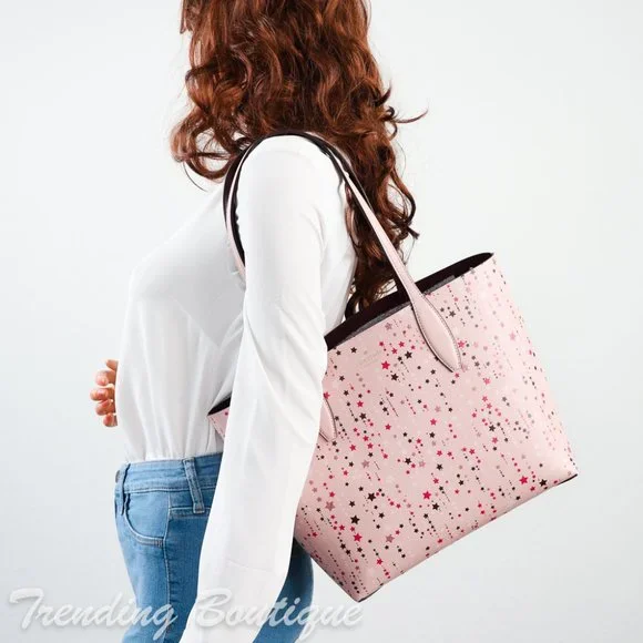 NWT Kate Spade Twinkle Printed Small Reversible Tote Shoulder Bag in Pink Multi - Picture 2 of 10